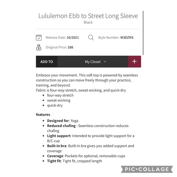 Lululemon Ebb to Street Long Sleeve Black Size 4 - Picture 6 of 16